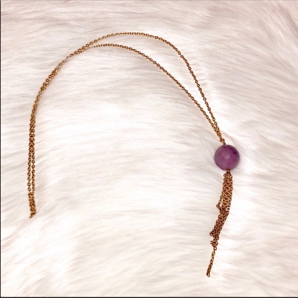 Gold Necklace with Purple Stone